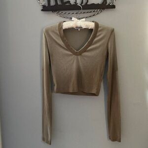 Cotton Citizen V-Neck Long Sleeve Cropped